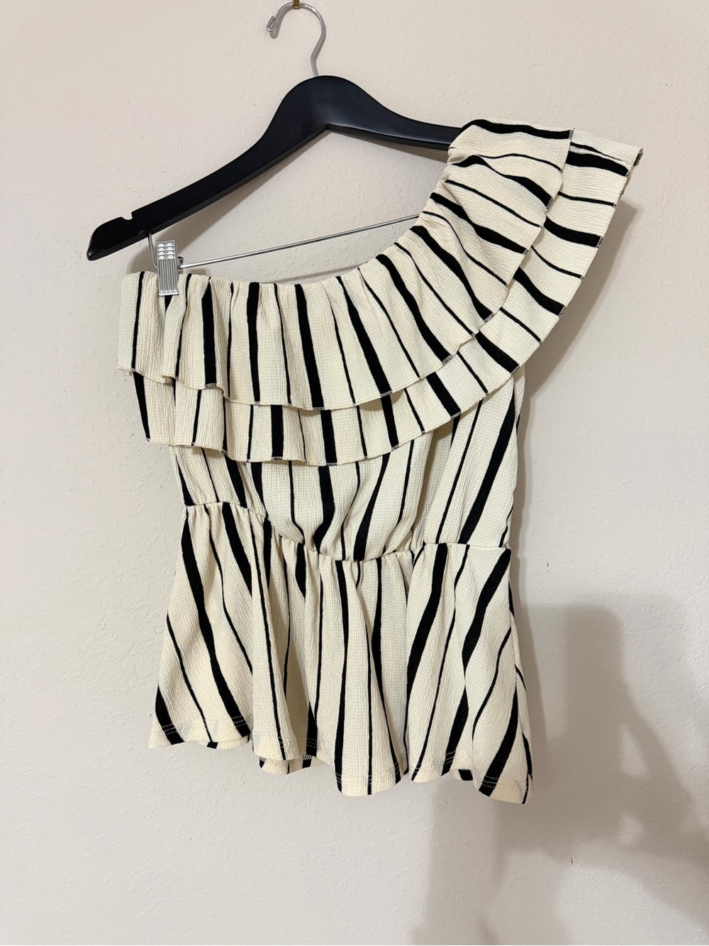 Anthropologie Striped one shoulder blouse